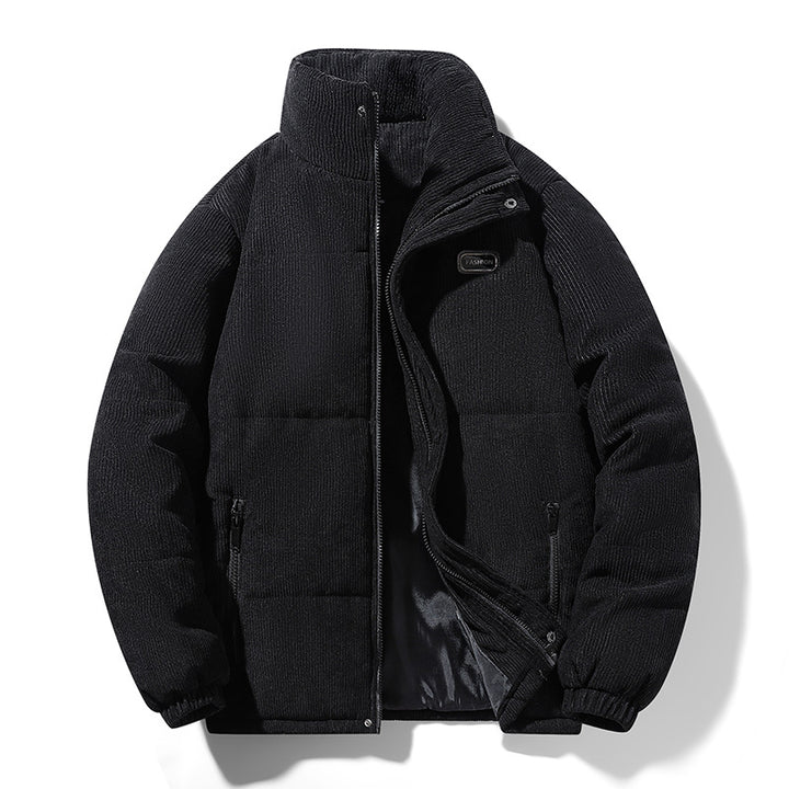 Herren gesteppte Cordjacke mit hohem Stehkragen, warmer Füllung und Reißverschlusstaschen Drune