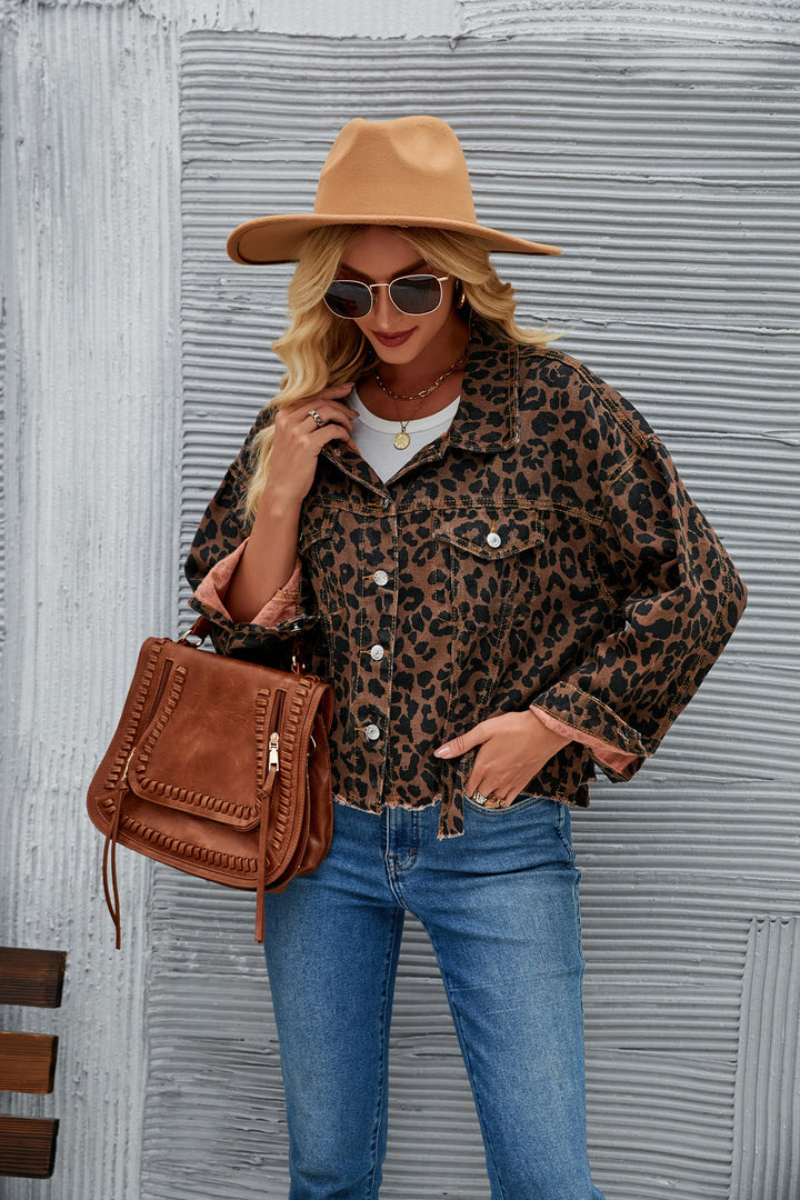 Damen Jeansjacke im angesagten Leo-Design mit oversized Schnitt Drune