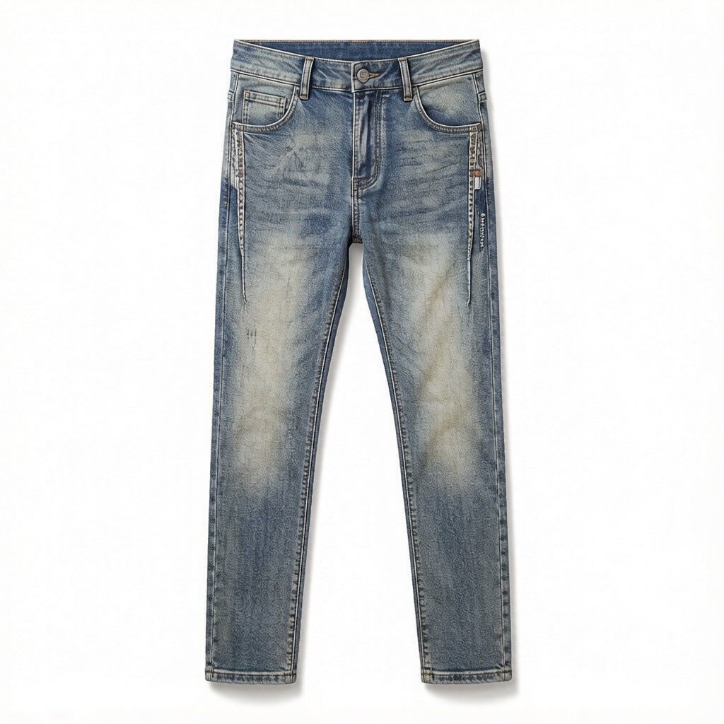 Herren Modische Weitgeschnittene Jeans mit praktischen Taschen Drune