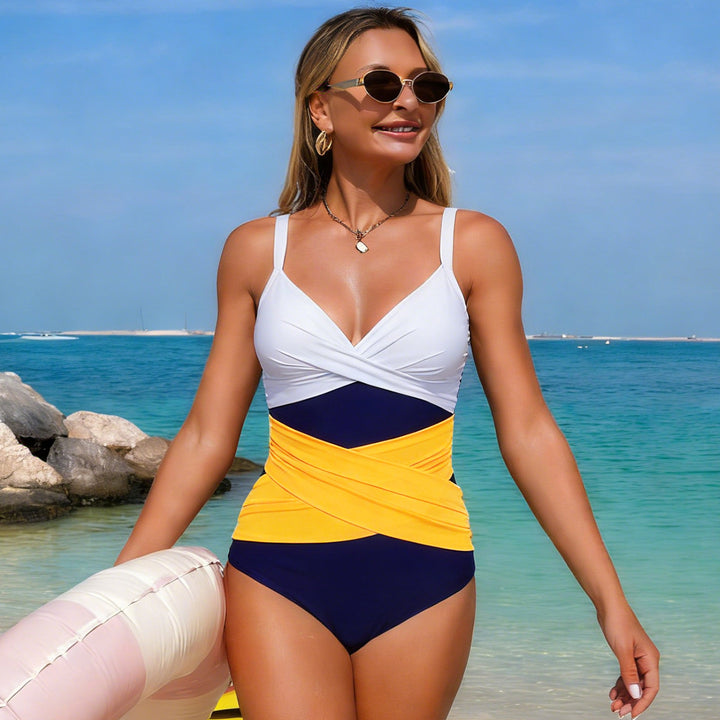 Damen Einteiler Badeanzug mit raffiniertem Farbblock-Design Drune