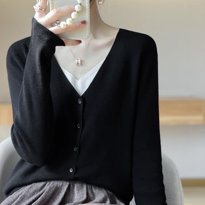 Damen Leichter V‑Ausschnitt‑Cardigan mit kastiger Silhouette und Kaschmir‑Optik Drune