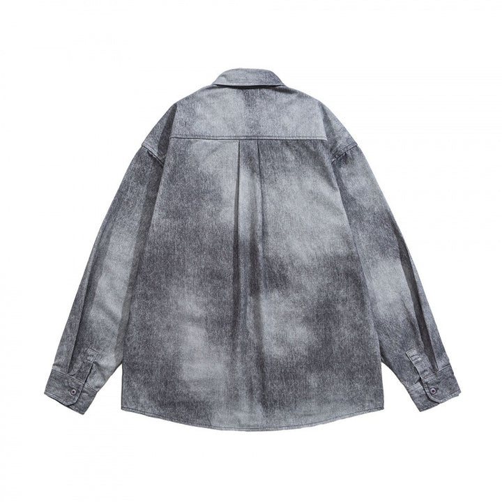 Unisex Oversize-Baumwollhemd mit Washed-Effekt und aufgesetzter Brusttasche Drune