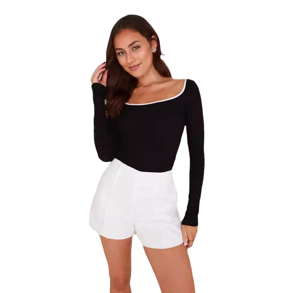 Damen Enganliegender High-Waist Minirock mit seitlichem V-Schlitz und Business-inspirierten Abnähern Drune