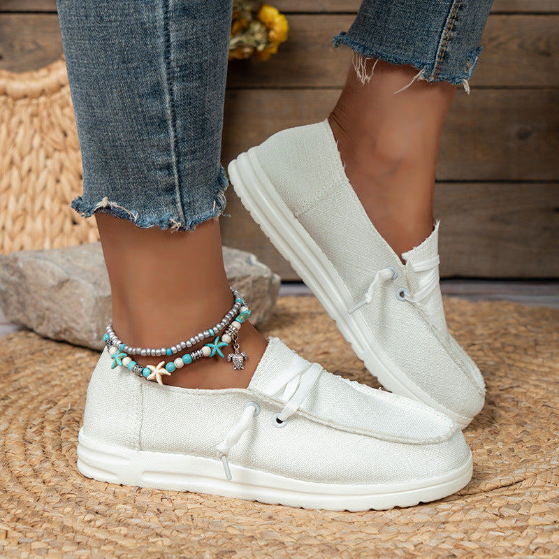 Damen  lässige Leinen-Slipper mit gepolstertem Memory-Fußbett und rutschfester Flexsohle Drune