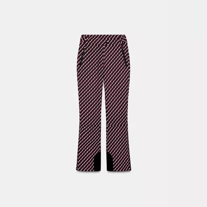 Damen 30+ taillierte Bootcut‑Skihose mit Allover‑Print, Reißverschlusstaschen und verstärktem Beinabschluss Drune