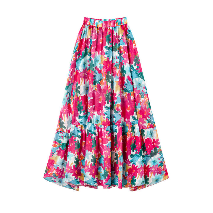 Damen Bikiniset mit voluminösen Rüschendetails und fließendem Maxi-Rock Drune