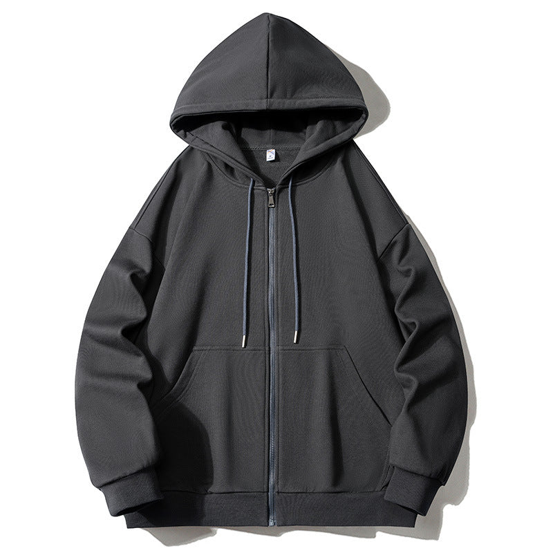 Herren Kapuzensweatjacke mit durchgehendem Reißverschluss, Oversize‑Schnitt und Raglanärmeln Drune