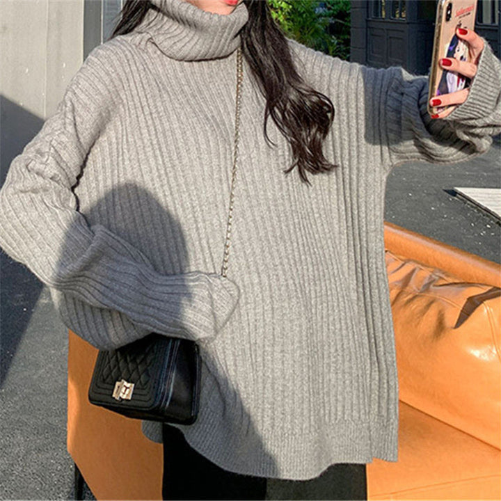 Damen Strickpullover mit hohem Kragen und lässigem Schnitt Drune