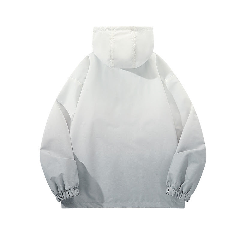 Herren Leichte Kapuzen-Windjacke mit asymmetrischen Reißverschlusstaschen und verstellbarem Saum Drune
