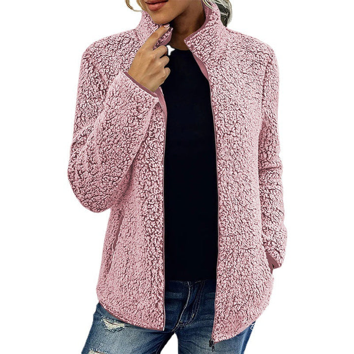 Drune | Damen Fluffy Fleece Jacke Hoher Kragen