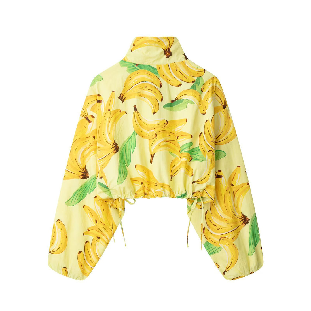 Damen Hochgeschnittene weite Schlaghose mit tropischem Bananenprint Drune