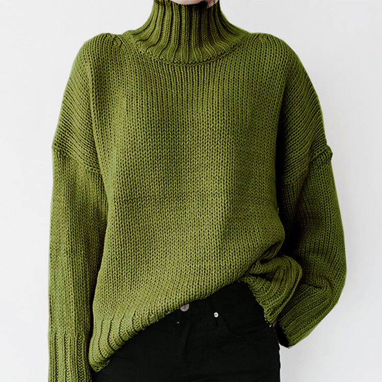 Damen Grober Strickpullover mit hohem Kragen und lässigem Schnitt Drune