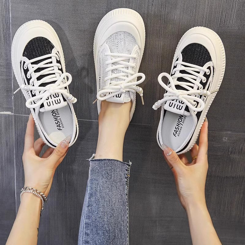 Damen Sneaker-Pantoletten im luftigen Mesh-Design mit modischer Plateausohle Drune