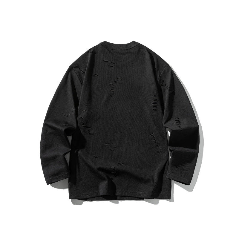 Unisex Oversize-Sweatshirt aus schwerer Baumwollmischung mit Distressed‑Effekt und feiner Waffelstruktur Drune