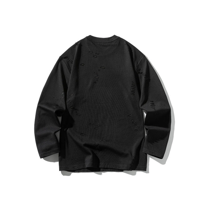 Unisex Oversize-Sweatshirt aus schwerer Baumwollmischung mit Distressed‑Effekt und feiner Waffelstruktur Drune