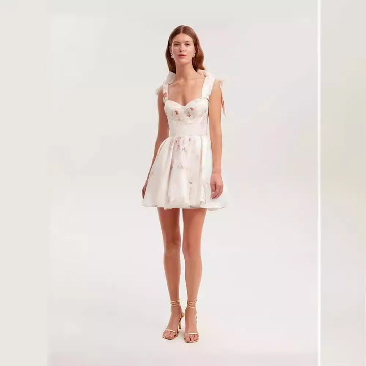 Damen Verspieltes Minikleid mit floralem Design und raffinierten Trägern Drune
