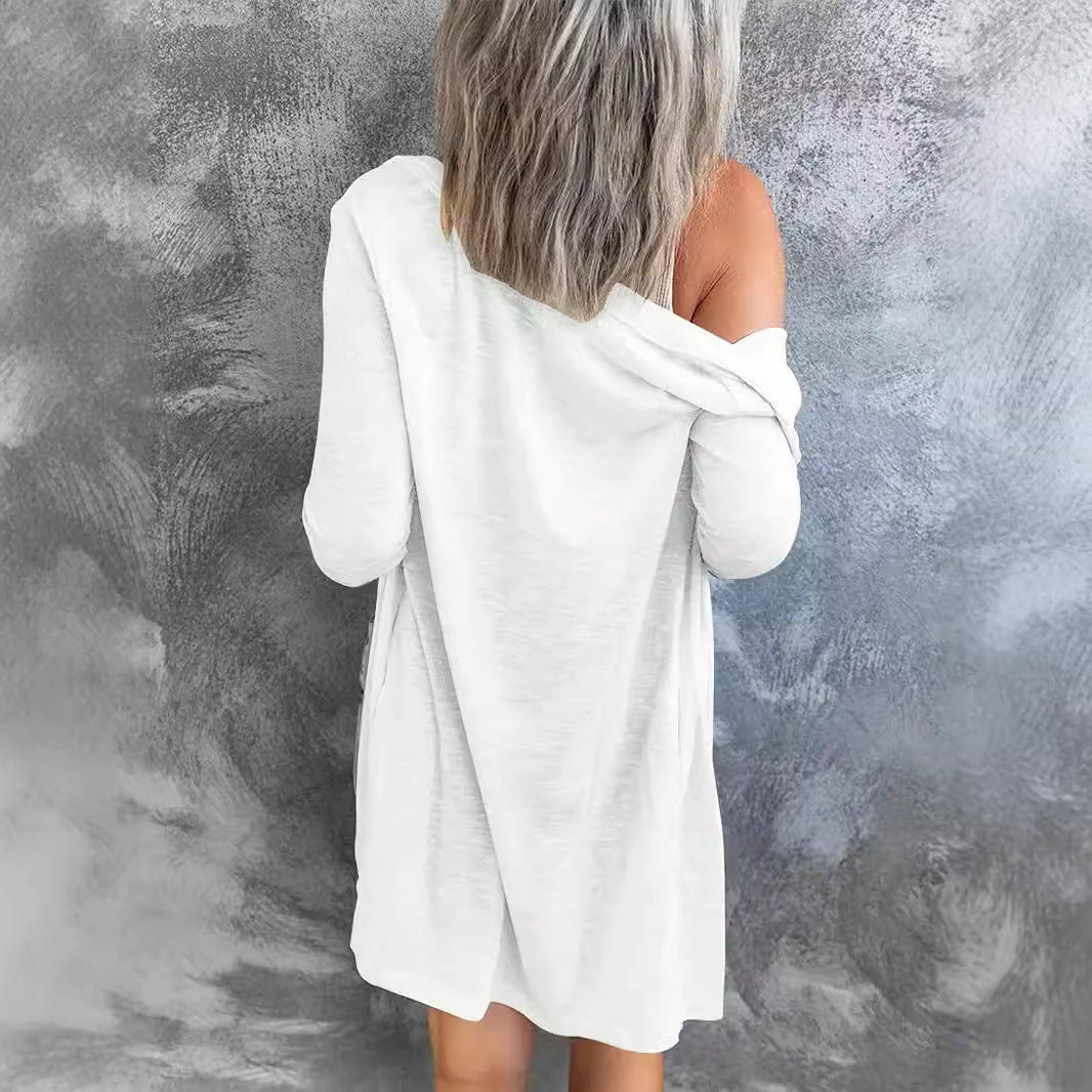 Damen Langer Strickcardigan mit Taschen Drune