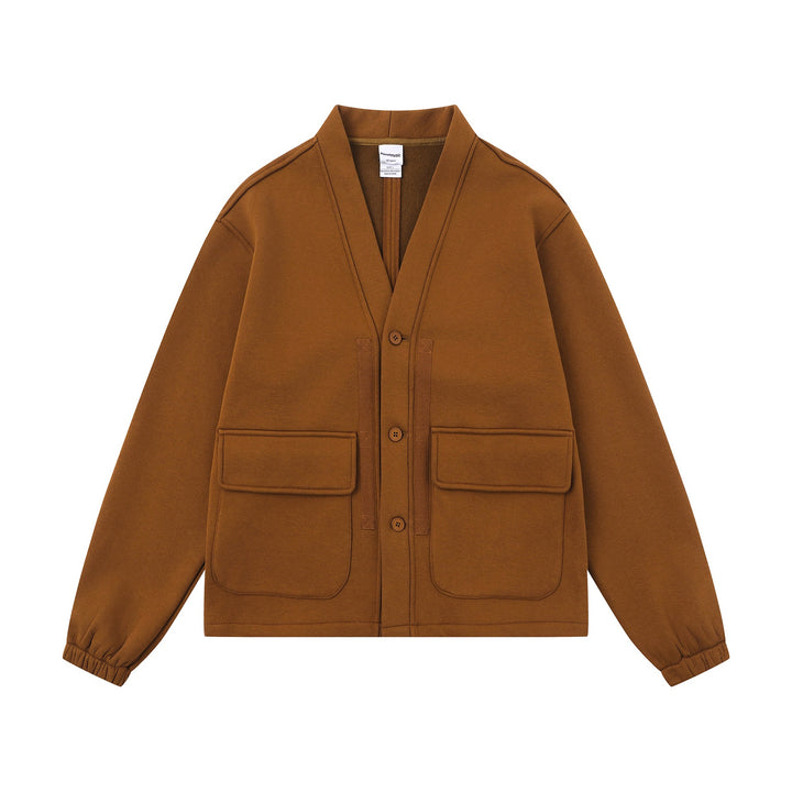Unisex Oversize Sweatjacke mit Schalkragen und aufgesetzten Taschen Drune