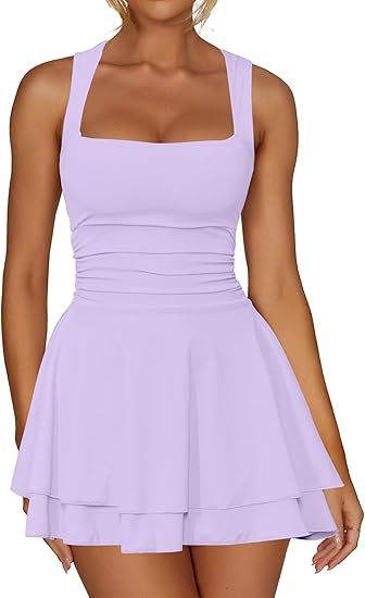 Damen Skaterkleid mit Raffung und breiten Trägern Drune