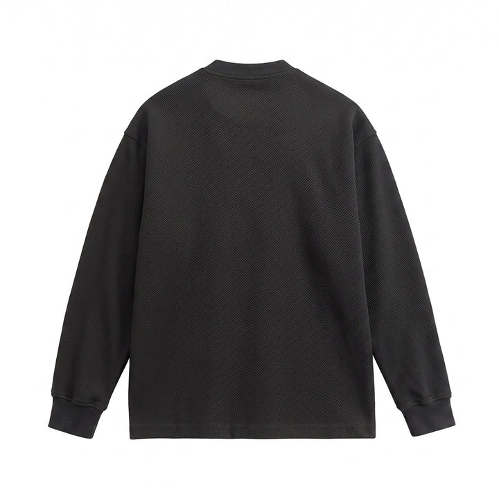 Unisex Weit geschnittenes Henley-Sweatshirt mit Waffelstruktur und Rippenbündchen Drune