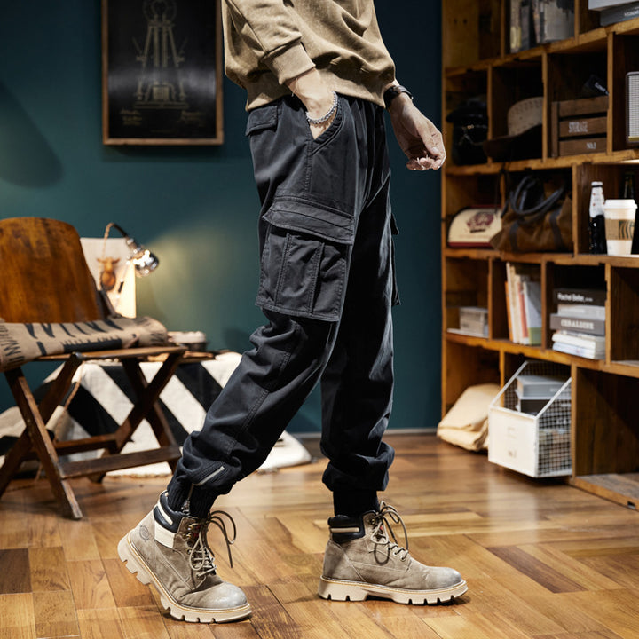 Herren Cargo-Joggerhose mit elastischem Bund, mehreren Utility-Taschen und gerippten Abschlüssen Drune