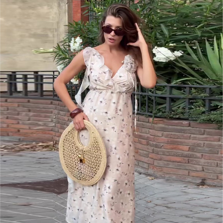 Damen Sommerliches Maxikleid mit floralen Muster Drune