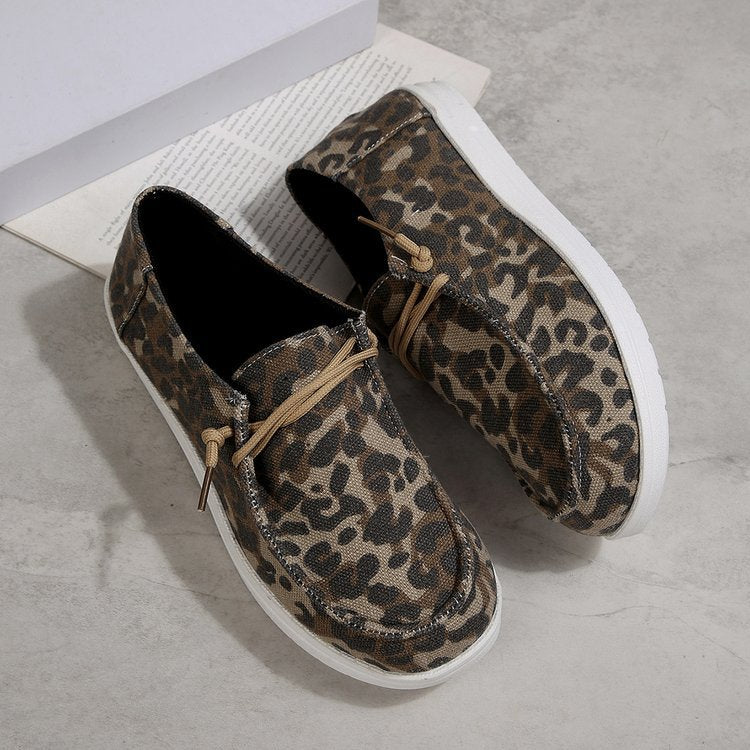 Damen Modische Loafers mit Leo-Muster Drune