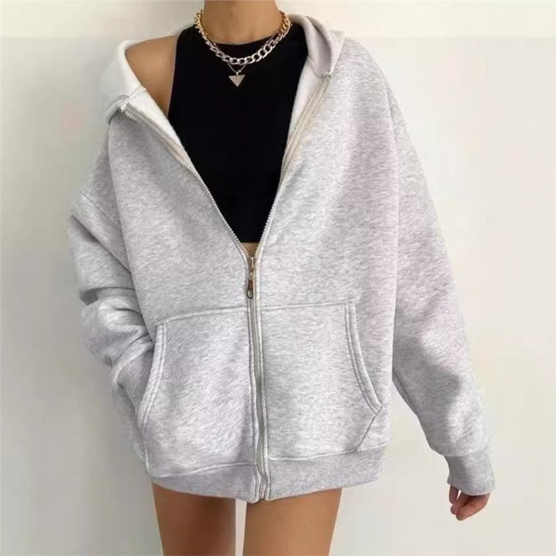 Damen Kapuzenpullover mit Reißverschluss und lässigem Schnitt Drune