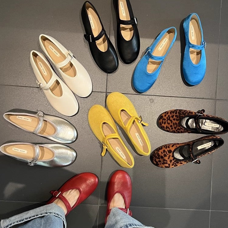 Damen modische Mary Janes mit verstellbarem Riemen und glänzender Oberfläche Drune