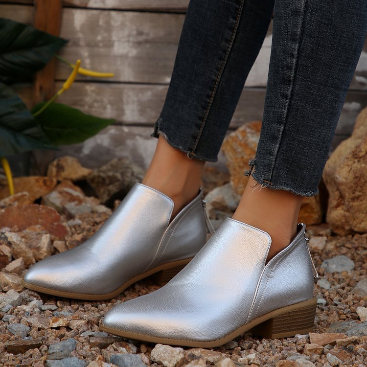 Damen nan spitz zulaufende Schlupf-Ankleboots mit kleinem Blockabsatz und ergonomischem Komfortfußbett Drune