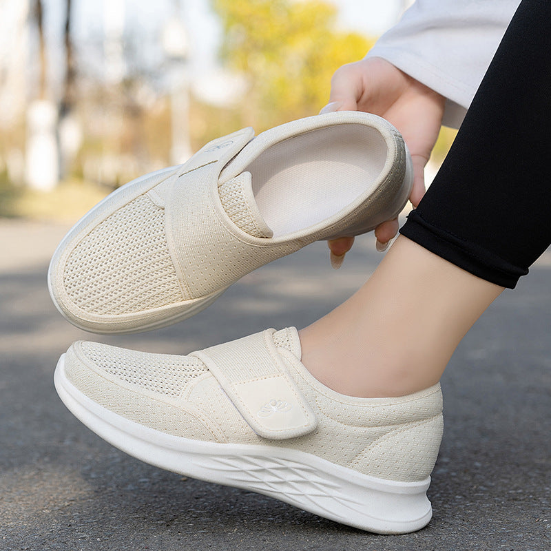 Damen sportliche und atmungsaktive Slipper mit Klettverschluss Drune