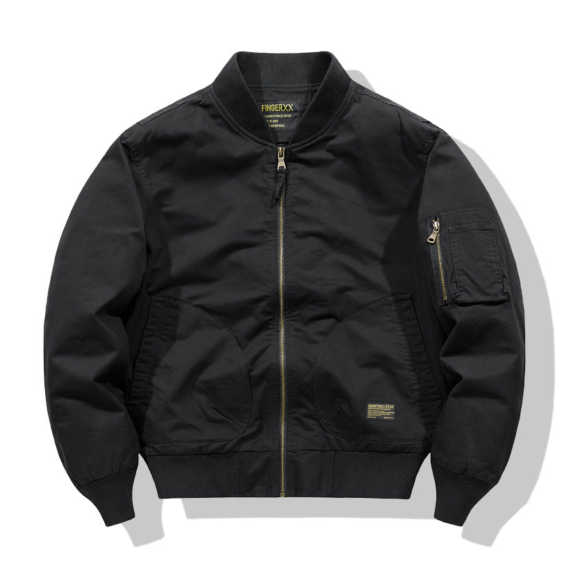Herren  Heavyweight Baumwoll-Twill Bomberjacke mit gerundeter Tasche und Utility-Ärmeltasche mit Reißverschluss Drune