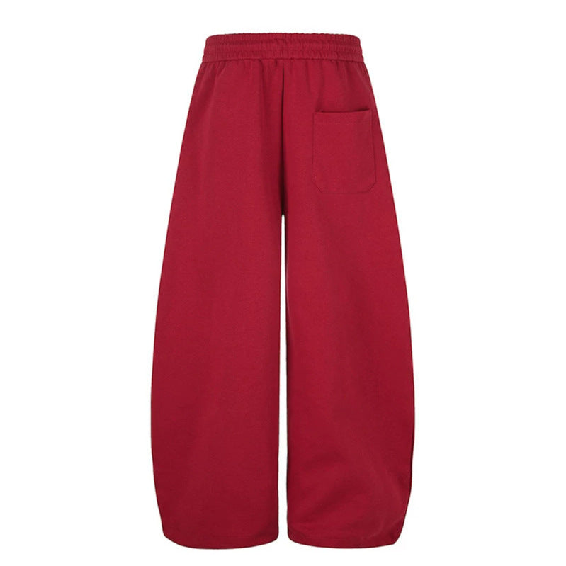 Damen Lockerfallende Palazzo‑Sweathose im Athleisure‑Look mit Tunnelzugbund und Script‑Print Drune