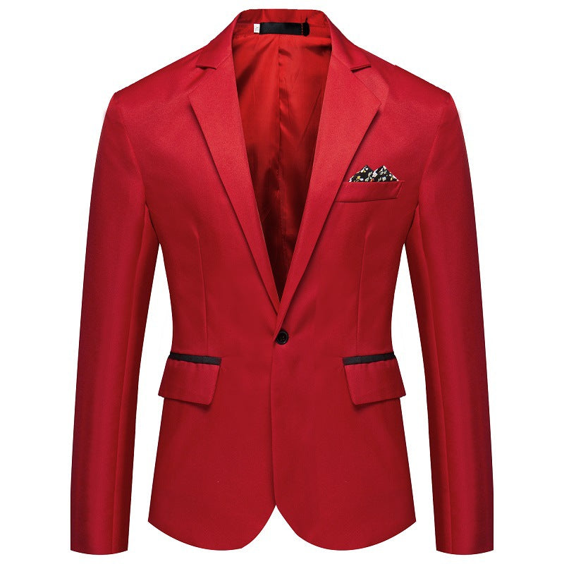 Herren Slim-Fit Smoking-Sakko mit Ein-Knopf‑Verschluss und kontrastierten Pattentaschen Drune