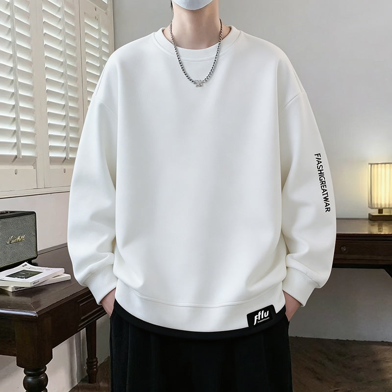 Herren Oversize‑Sweatshirt mit kontrastierenden Ärmeln, Rundhalsausschnitt & Labelpatch Drune