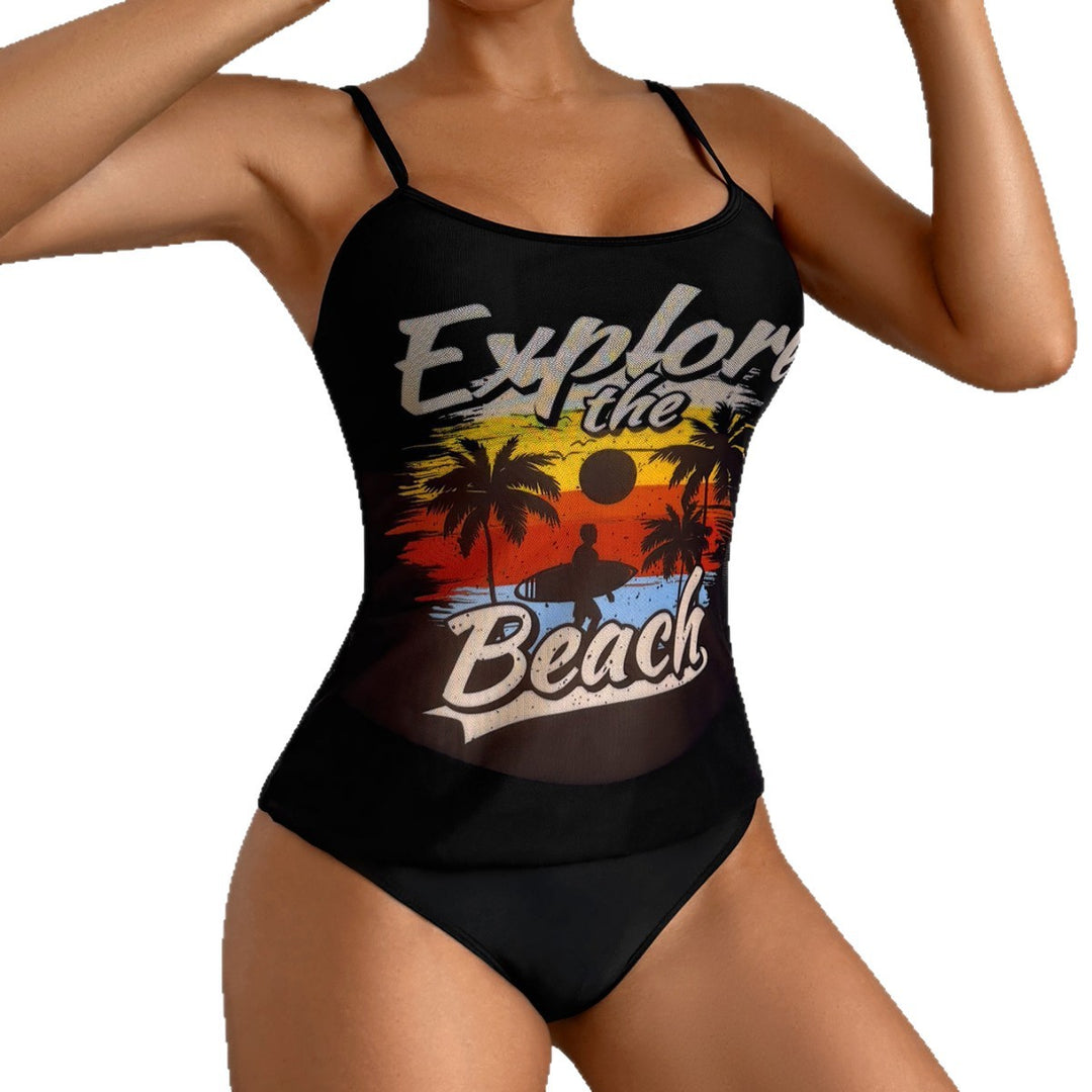 Damen Sportliches Tankini-Set mit trendigem Druck Drune