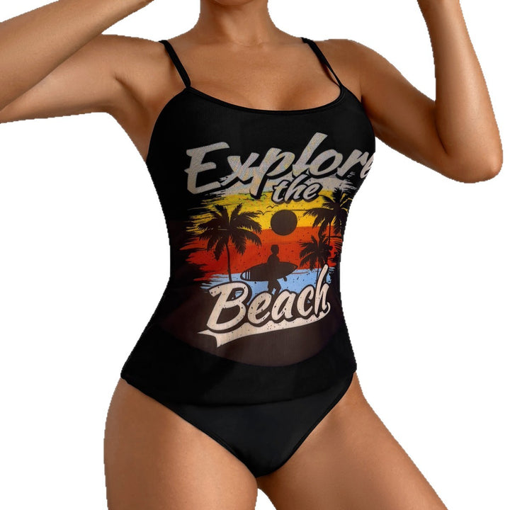Damen Sportliches Tankini-Set mit trendigem Druck Drune