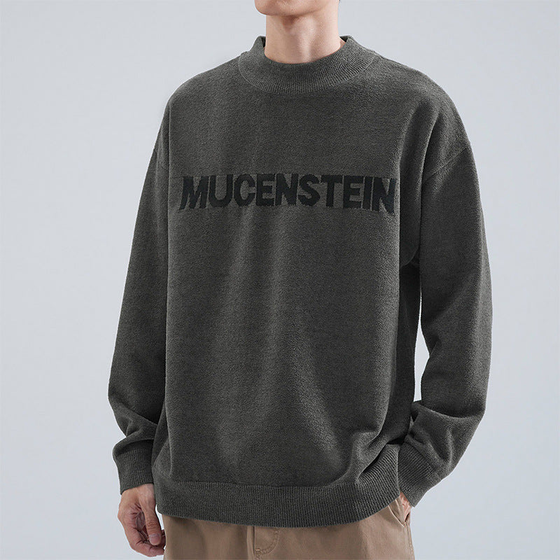 Herren Bequemer Oversized Pullover mit grafischem Schriftzug Drune