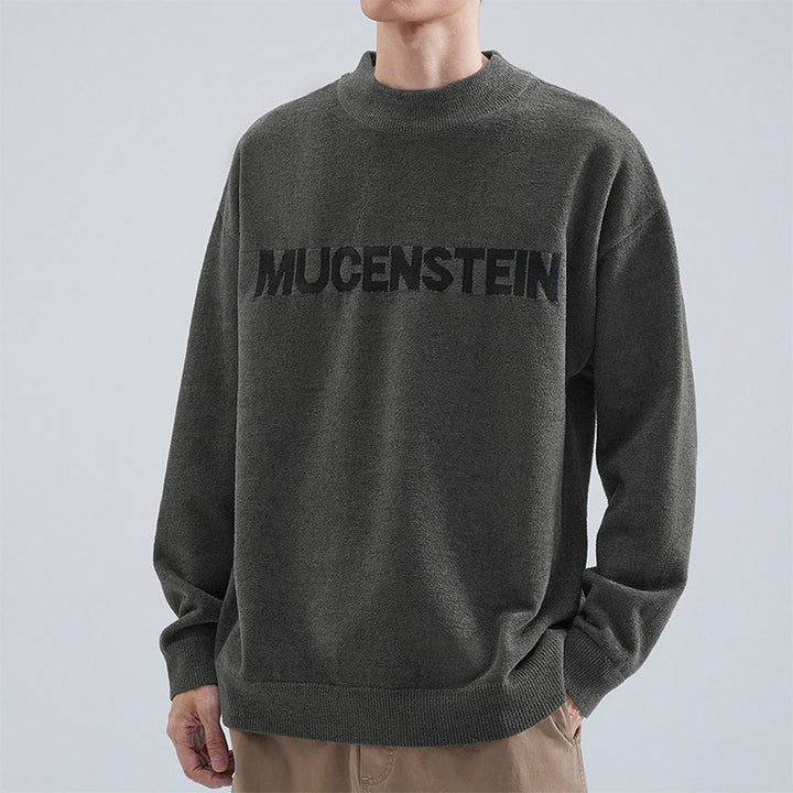 Herren Bequemer Oversized Pullover mit grafischem Schriftzug Drune