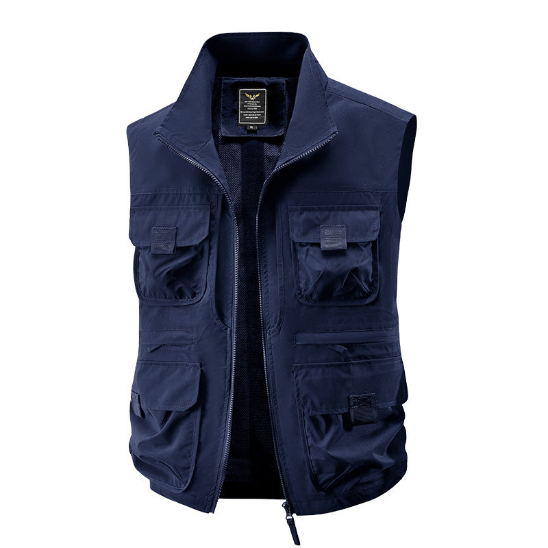 Herren Outdoor-Utilityweste mit Mehrfach-Taschen, verstärkten Einsätzen und Frontreißverschluss Drune