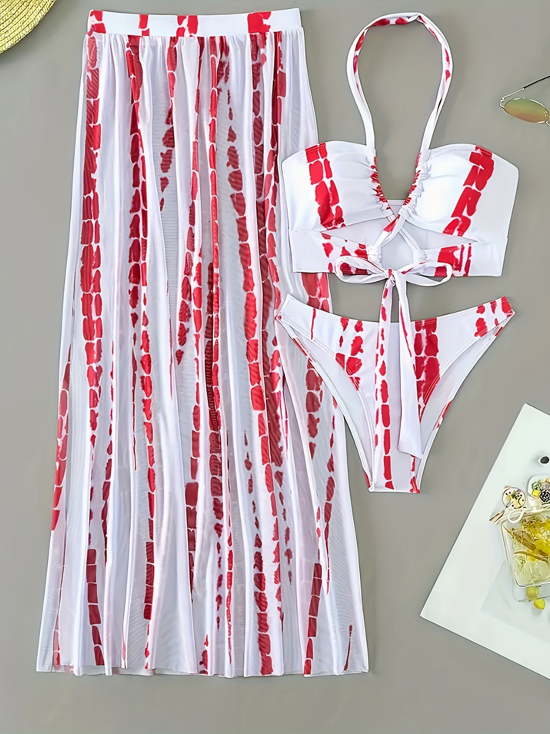 Damen Bikini-Set mit elegantem Wickelrock und modischem Triangel-Top Drune