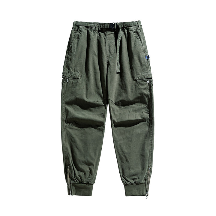 Herren Utility‑Cargo‑Jogginghose mit elastischem Bund, Gürtelschlaufe und Beinreißverschluss Drune
