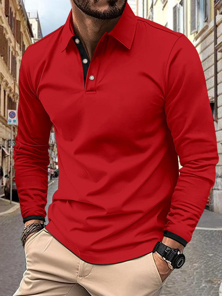 Herren Langarm Poloshirt mit stilvollem Kragen und eleganten Knopfdetails Drune