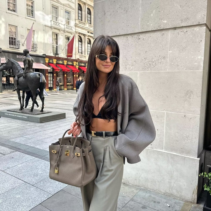 Damen Modische Jacke mit schickem Schnitt und praktischen Taschen Drune