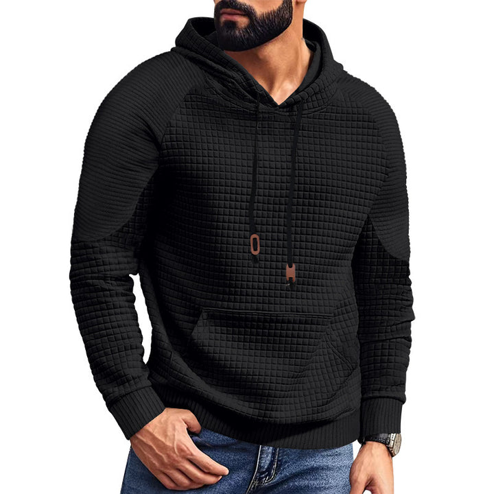 Herren nan gequilteter Kapuzenpullover mit quadratischer Struktur und Kängurutasche Drune