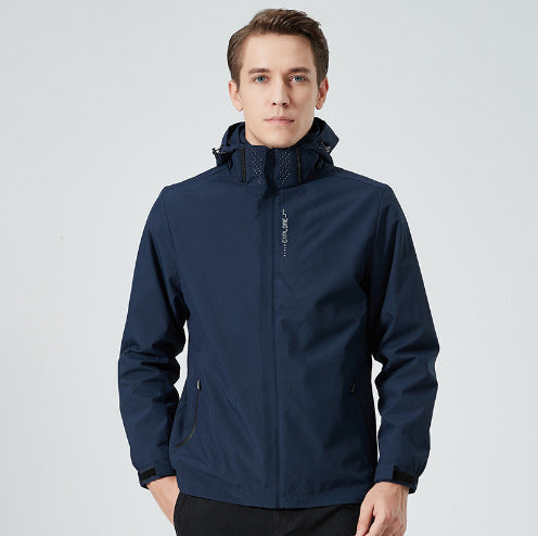 Damen leichte wasserabweisende Freizeit-Outdoorjacke mit verstellbarer Kapuze und verdecktem Reißverschluss Drune