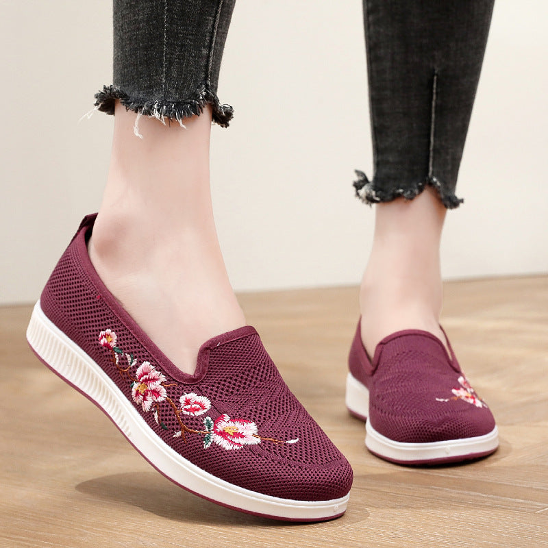 Damen Slip-On Sneaker mit floralem Stickmuster Drune