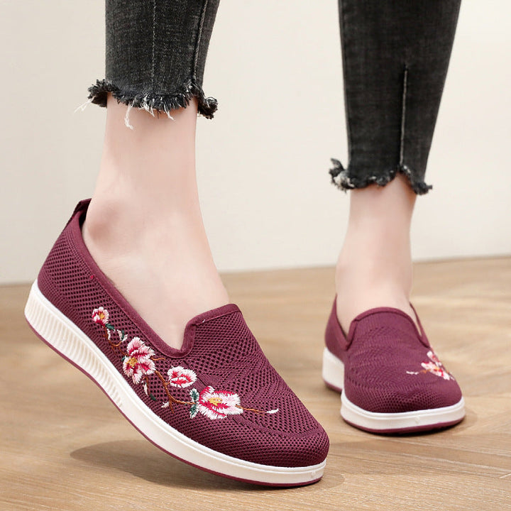 Damen Slip-On Sneaker mit floralem Stickmuster Drune