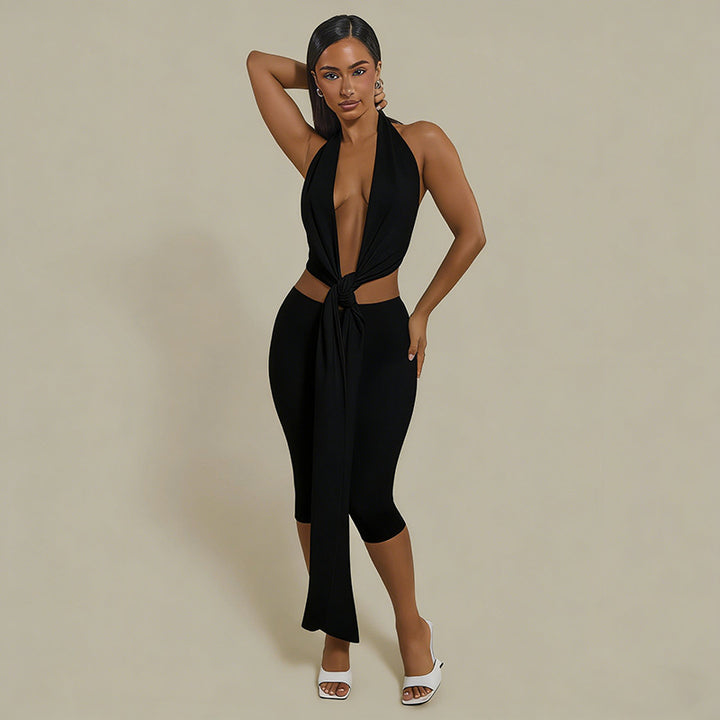 Damen Wickelkleid mit tiefem V-Ausschnitt und animalischem Print Drune