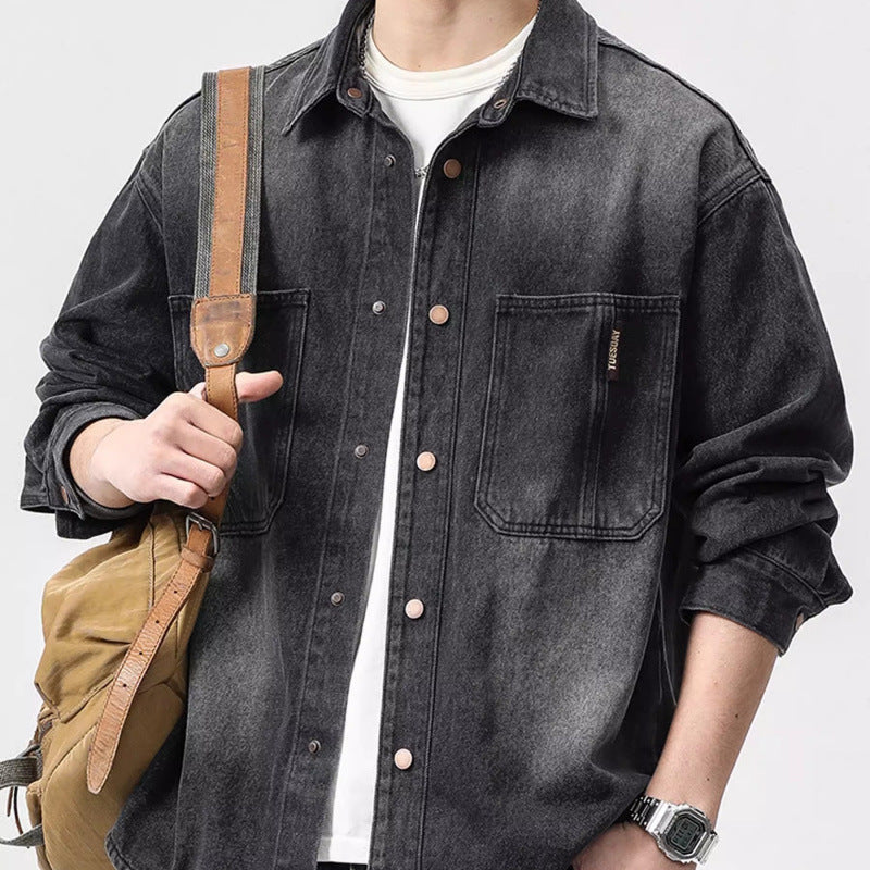 Herren Denim-Hemdjacke im lässigen Schnitt mit praktischen Taschen Drune